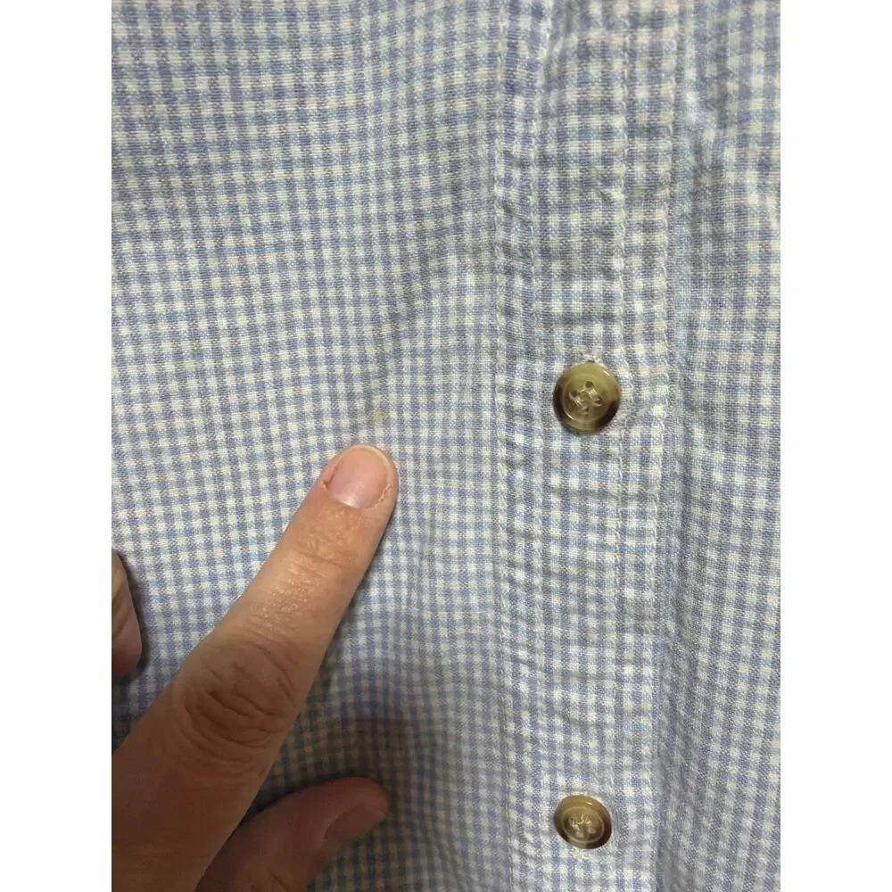 VTG Button Up 18W Blue Purple Gingham Birdhouse Birds Embroidered Cabin Creek